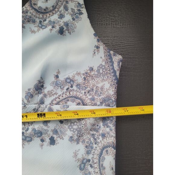 Vintage Y2k Studio Y Paisley Print Babydoll Midi Dress Size 11 Blue Boho Western - Picture 7 of 8